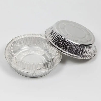 Container 380ml Aluminum Foil Lunch Box Tray With Lid Rectangle / Round