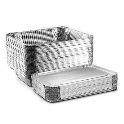 Container 380ml Aluminum Foil Lunch Box Tray With Lid Rectangle / Round